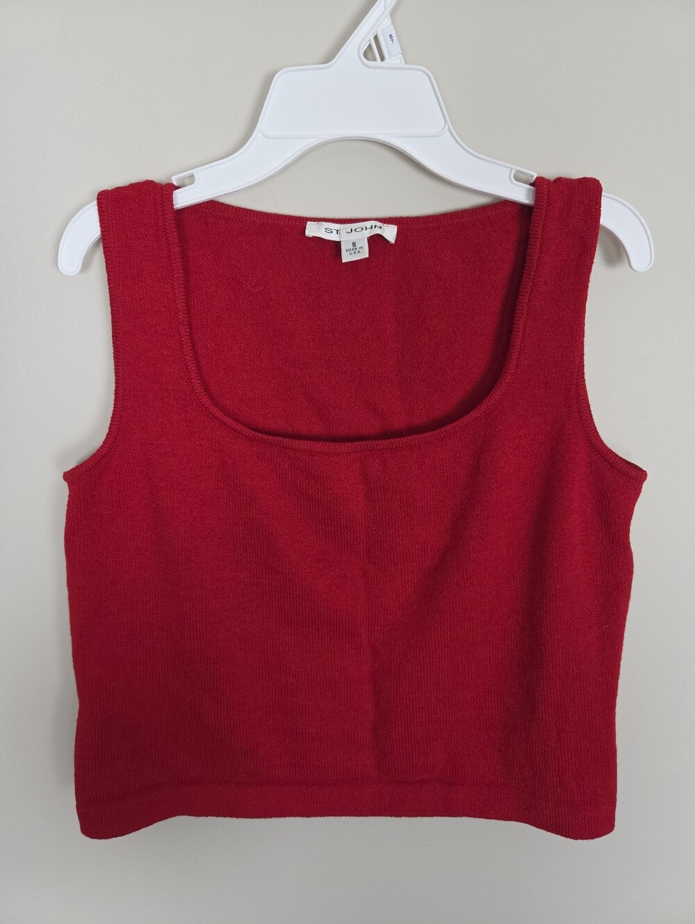 St. John Santana Knit Red Tank Top Womens Small Square Neck